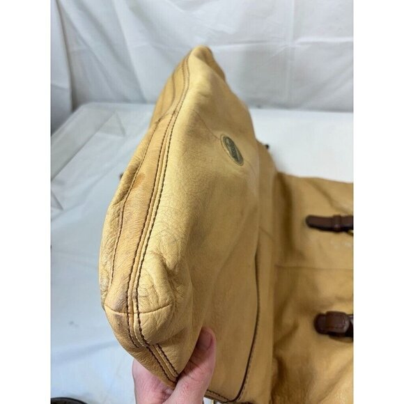 Fossil Explorer Leather Fold Over Crossbody Hobo Tote Shoulder Bag Tan - Picture 7 of 16